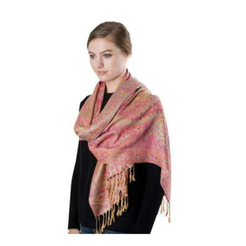 Soft Pink and Beige Hued Swirl Patterned Scarf