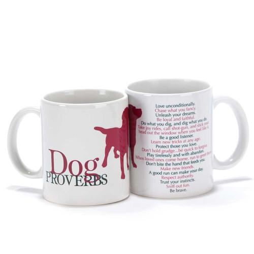 Wise 'Dog Proverbs' 11 Ounce Ceramic Dog Lovers Mug Showing Front and Back View