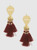 Gold with Wine Thread Multi Tasseled Earrings Free Shipping