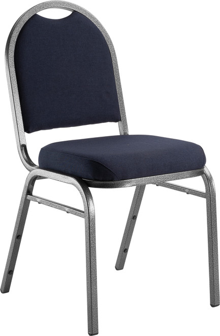 NPS 9200 Series Premium Fabric Upholstered Stack Chair, Midnight Blue Seat/ Silvervein Frame