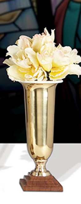 Vases 11"H Wood/Brass/2pk
