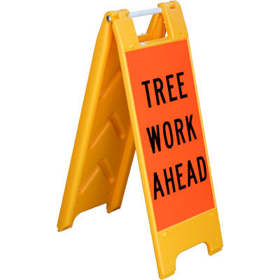 Active slide of Plasticade Tree Work Ahead Sign