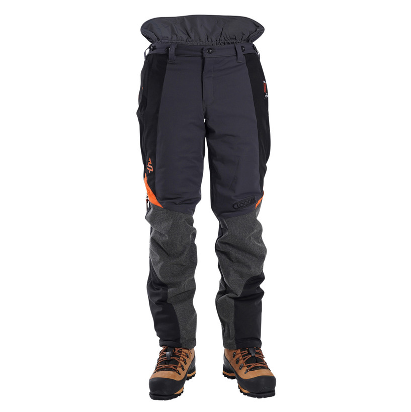 Active slide of Clogger Ascend Chainsaw Pants with Calf Wrap Protection