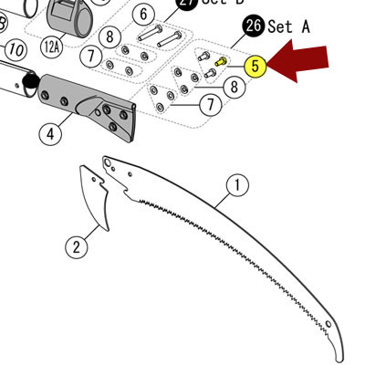 Active slide of Silky Hayate Blade Fixing Bolt