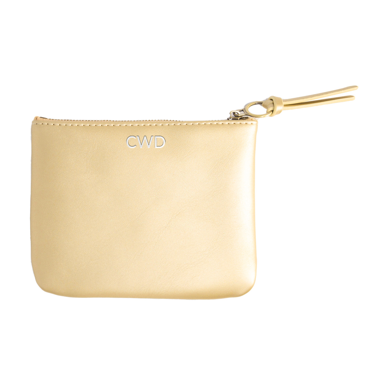 Nina Metallic Gold Medium Zip Pouch - Stamped - Charleston Wrap