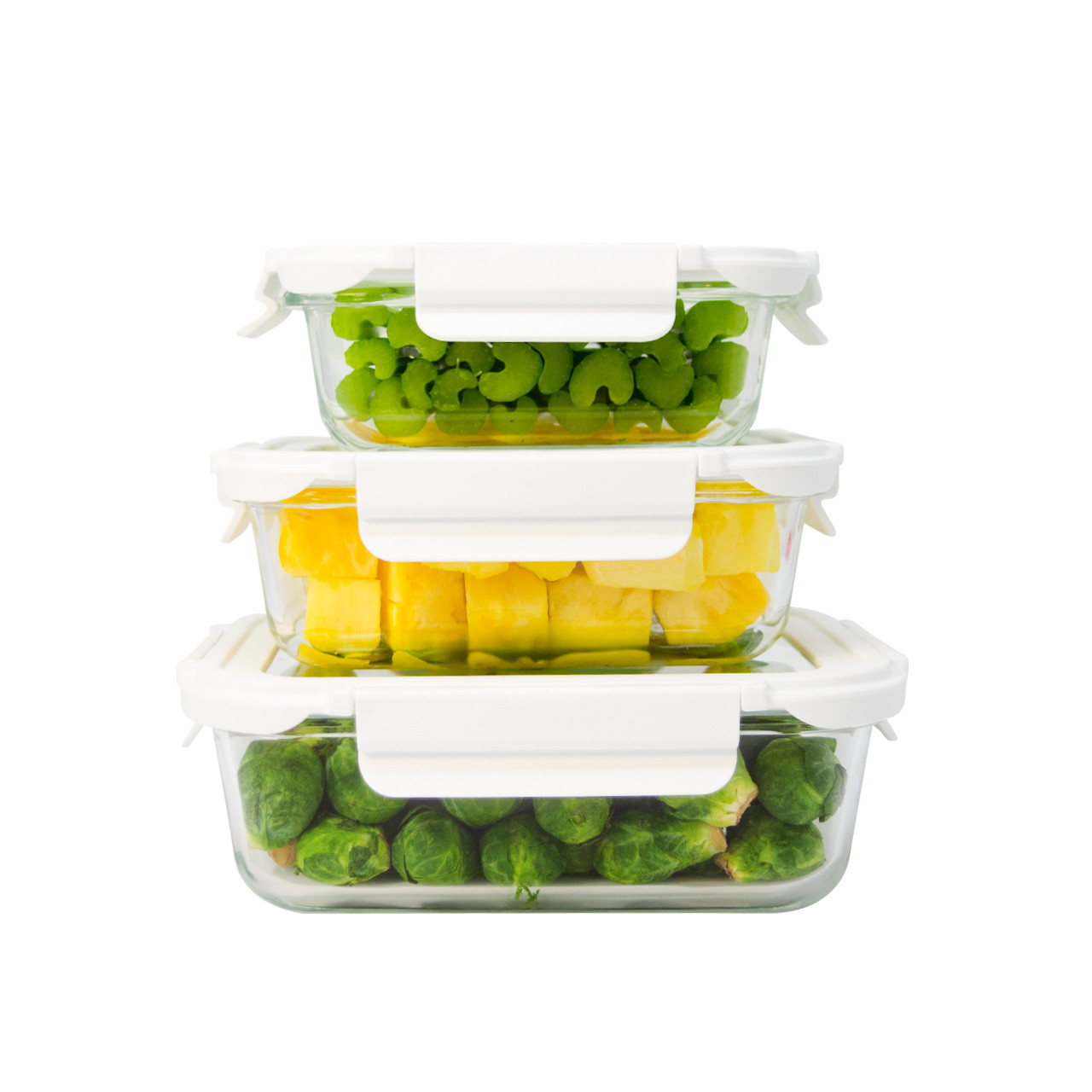 Rectangular Storage Containers with White Snap Lids - Charleston Wrap