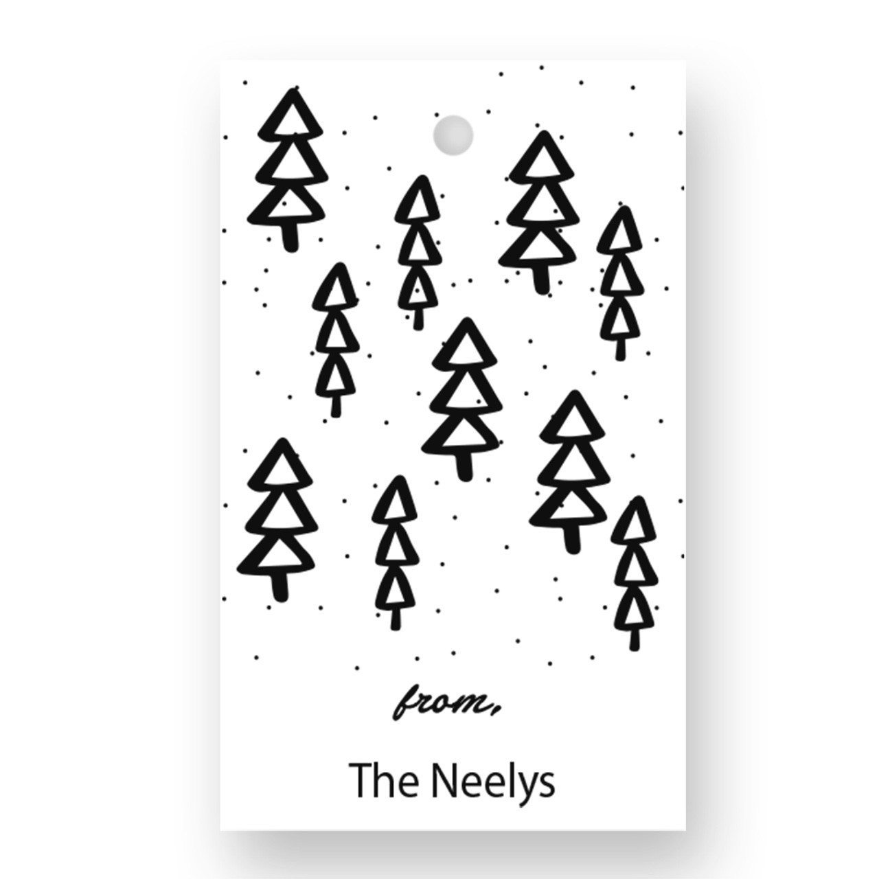 Tiny Trees Personalized Gift Tag Set - Black - Charleston Wrap