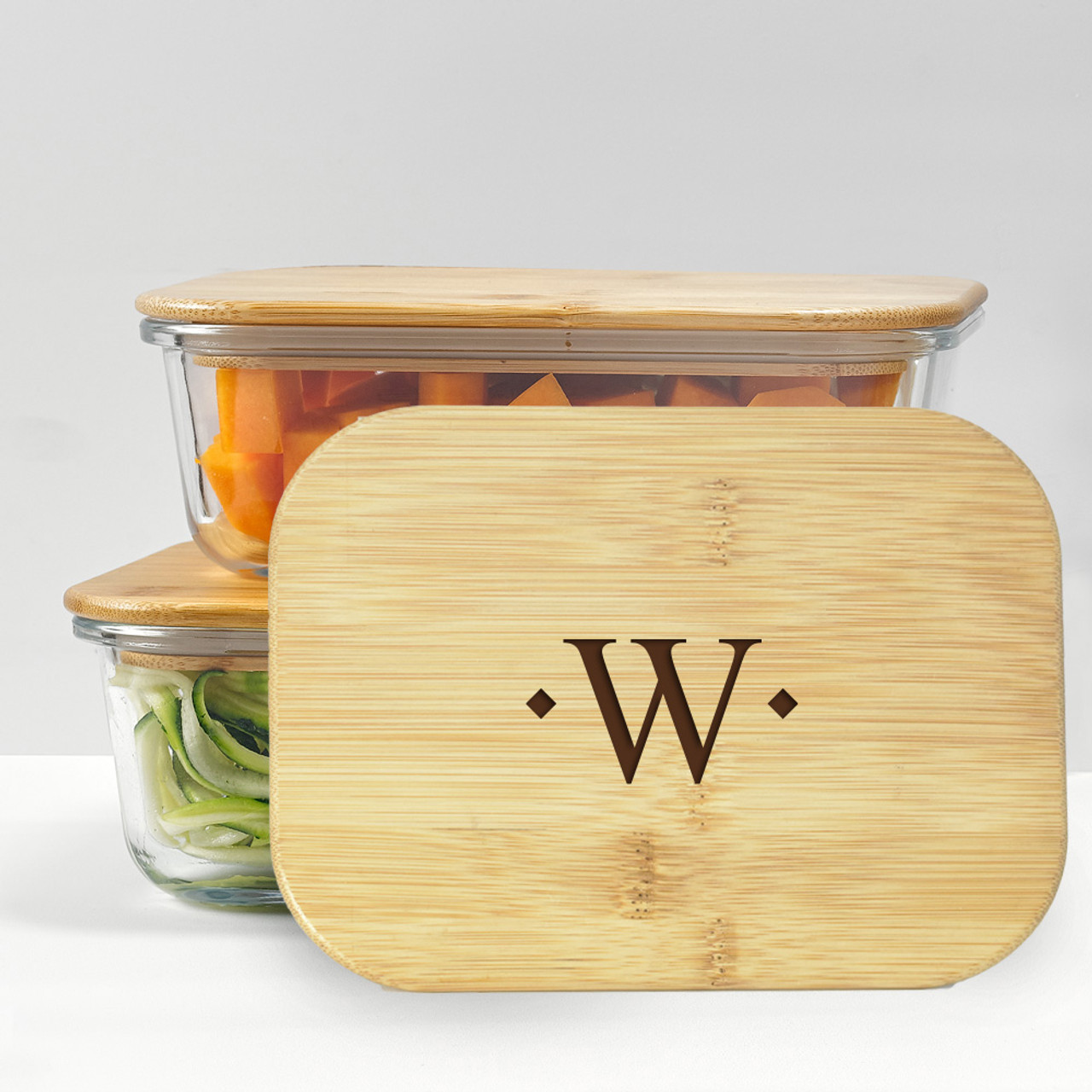 Gourmet Kitchen Rectangle Glass Food Container with Bamboo Lid