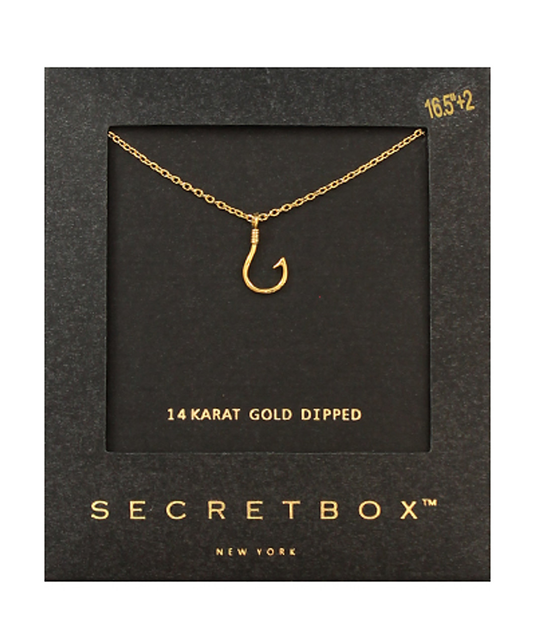 Fish Hook Necklace - Gold - Charleston Wrap