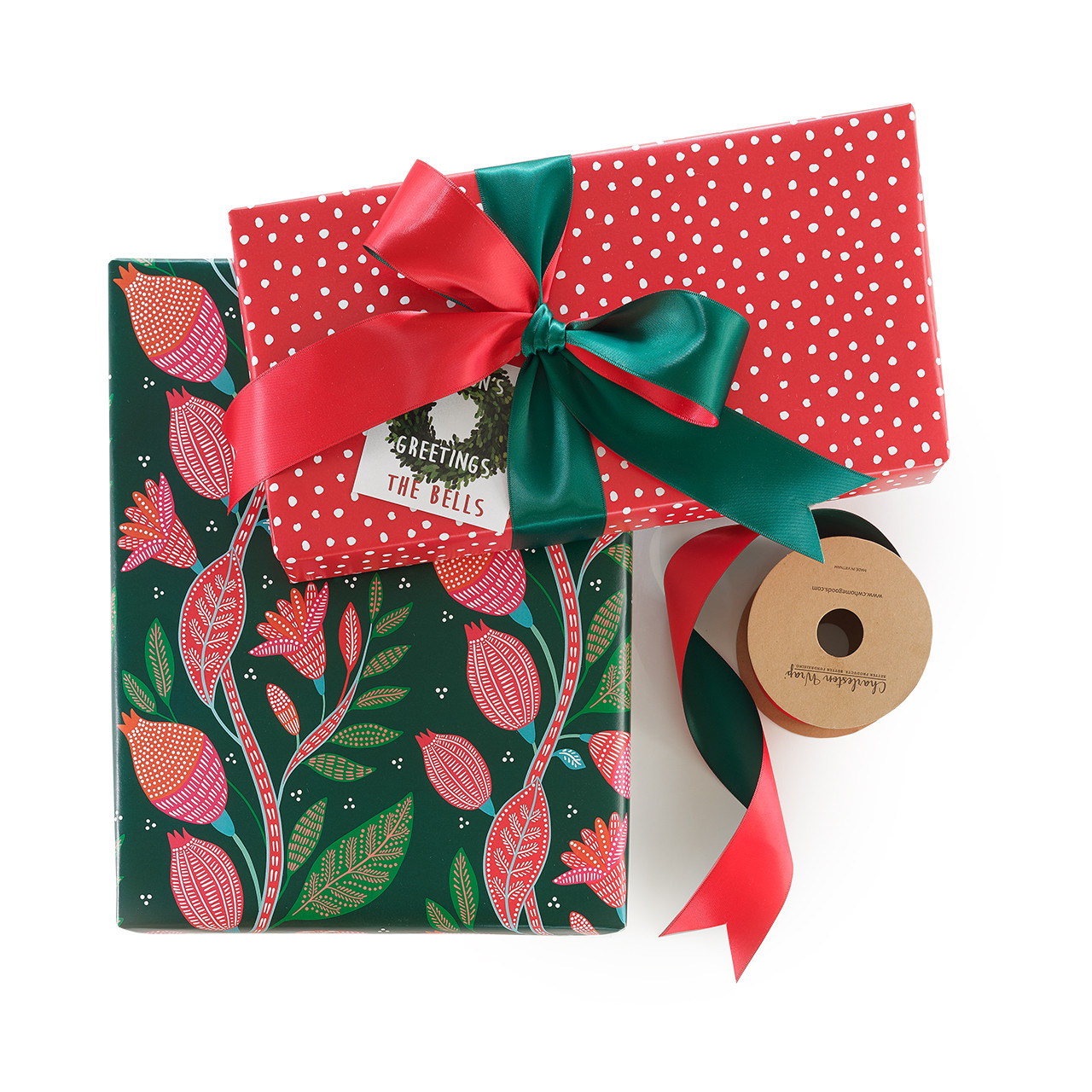 Red Green Reversible Ribbon - Charleston Wrap