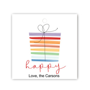 Happy Present Square Gift Tag Set Happy Present Square Gift Tag Set