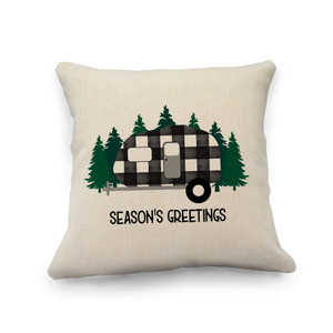 Holiday Campers Natural Pillow Cover Holiday Campers Natural Pillow Cover