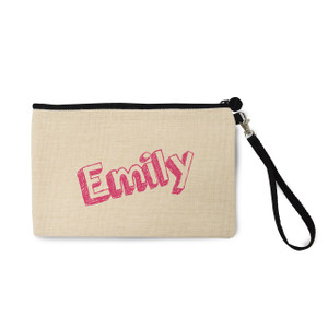 Sketched Block 3-D Natural Zip Pouch