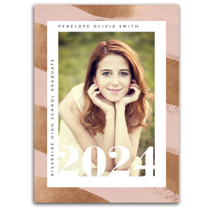 Graduate Framed Photo Announcement- Blush Strokes Graduate Framed Photo Announcement- Blush Strokes