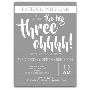 Big Three Ohhh Party Invitation Big Three Ohhh Party Invitation