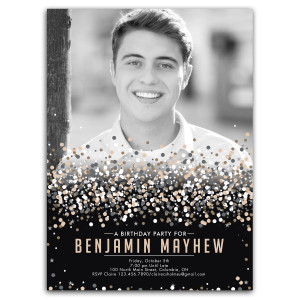 Confetti Fade Birthday Photo Invitation Confetti Fade Birthday Photo Invitation