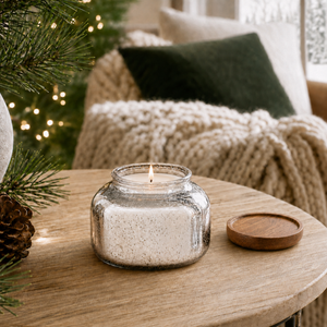 Let It Snow Silver Mercury Glass Candle