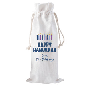 Happy Hanukkah Drawstring Bottle Tote