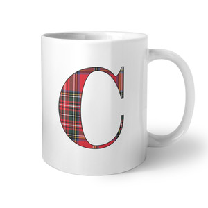 Red Tartan Initial Coffee Mug