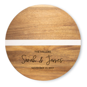 Acacia & Stone Reversible Round Board- Engraved Sentiment Acacia & Stone Reversible Round Board- Engraved Sentiment