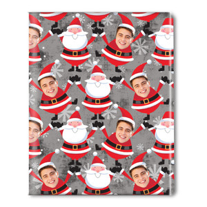 Jolly Santa Faces Personalized Gift Wrap- Gray Jolly Santa Faces Personalized Gift Wrap- Gray
