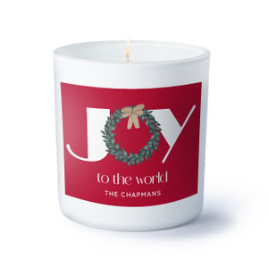 Joy Wreath Candle - Personalized Joy Wreath Candle - Personalized