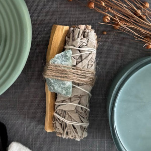 Sage, Stone & Palo Santo Smudge Bundle Kit - NEW Sage, Stone & Palo Santo Smudge Bundle Kit - NEW