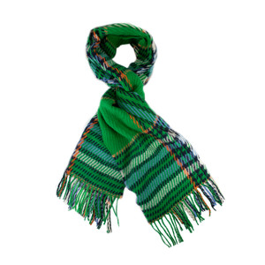Kelly plaid scarf tied in a loop knot for display Kelly plaid scarf tied in a loop knot for display