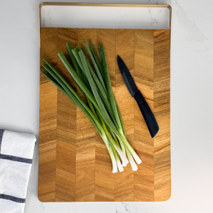 Acacia Chevron Board with Gold Handle Acacia Chevron Board with Gold Handle