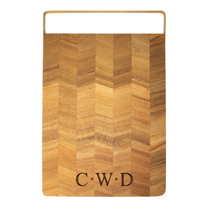 Acacia Chevron Board & Gold Handle - Engraved Diamonds Acacia Chevron Board & Gold Handle - Engraved Diamonds