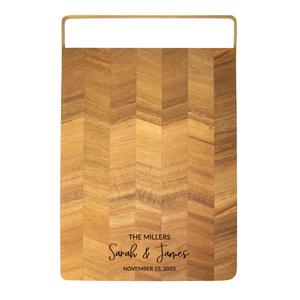 Acacia Chevron Board & Gold Handle - Engraved Sentiment Acacia Chevron Board & Gold Handle - Engraved Sentiment