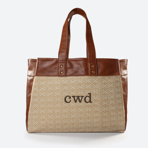 Carson Tote Bag - Natural Aztec - Embroidered Carson Tote Bag - Natural Aztec - Embroidered