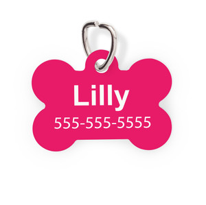 Hot Pink Bone Pet Tag-Solid Color
