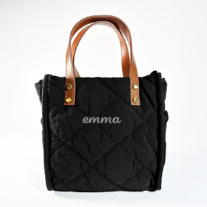 Puffy Lunch Tote - Black - Embroidered - NEW