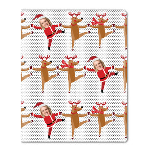 Frolicking Santa Reindeer Photo Personalized Gift Wrap