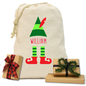 Figgy Elf Natural Drawstring Gift Sack