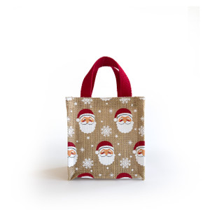 Santa Faces Small Burlap Gift Tote - NEW Santa Faces Small Burlap Gift Tote - NEW