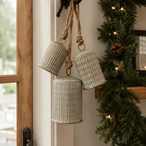 Cozy holiday vignette with metallic ornaments