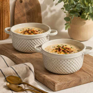 Embossed Stoneware Soup Bowls - Bel Piatto
