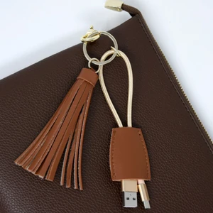 Tassel Charging Key Chain - Saddle - NEW