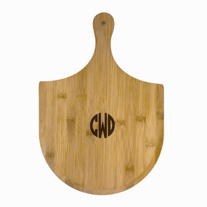Bamboo Pizza Peel Paddle Board- Engraved Circle Monogram Bamboo Pizza Peel Paddle Board- Engraved Circle Monogram