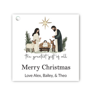 Greatest Gift Square Gift Tag Set - White Greatest Gift Square Gift Tag Set - White