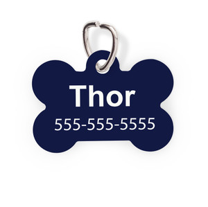 Navy Bone Pet Tag-Solid Color