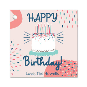 Blush Birthday Cake Square Gift Tag Set Blush Birthday Cake Square Gift Tag Set