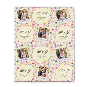 Floral Polaroid Wedding Photo Personalized Gift Wrap