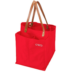 Red Canvas Market Tote -Embroidered