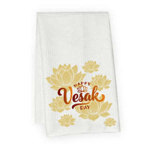 Happy Vesak Lotus Blooms Microfiber Hand Towel
