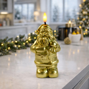 Jolly Gold Santa Flameless Candle