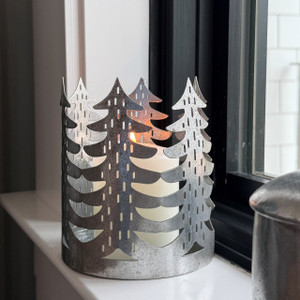 Silver Trees Laser-Cut Candle Holder