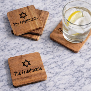 Acacia Coaster - Engraved Star of David